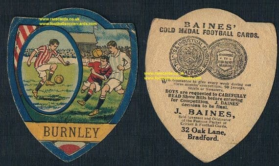 1910s Burnley FC Baines trade card