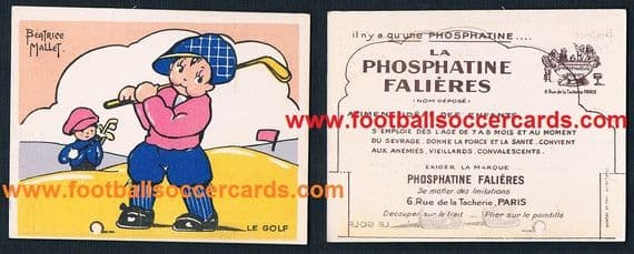 1910s French Golf trade card Beatrice Mallet like Mable Lucie Atwell Phosphatine