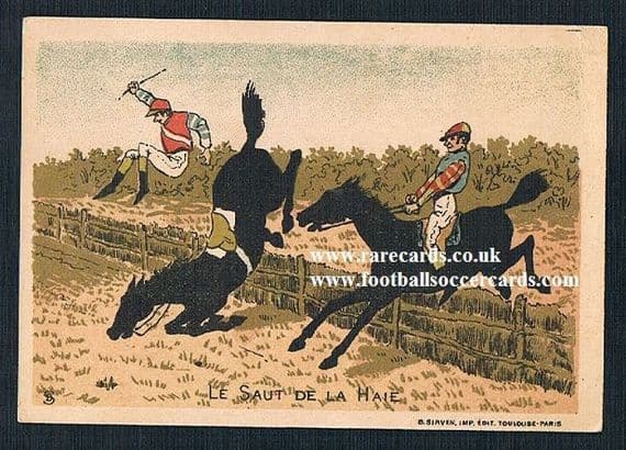 1910s horse race hunt jumping Beriot Lille French trade card