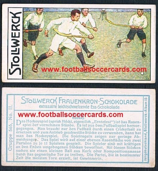 1910s Stollwerck chocolates hockey card from Kaiserreich Germany