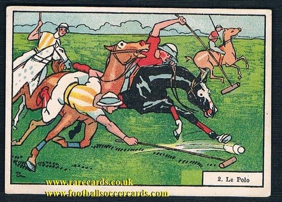 1910s Tours Tissus horse equestrian polo card 2 French trade card