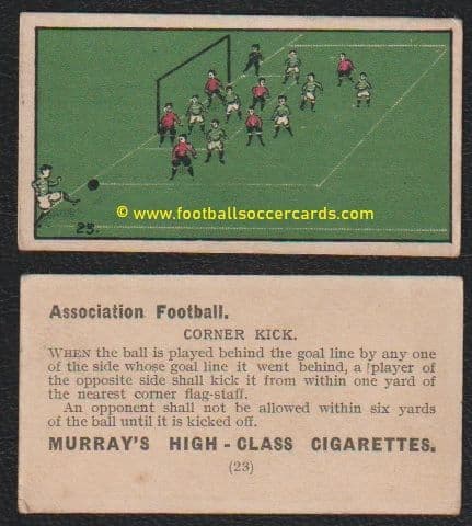 1911 Murray's tobacco Rules of Association Football - the corner kick card #23