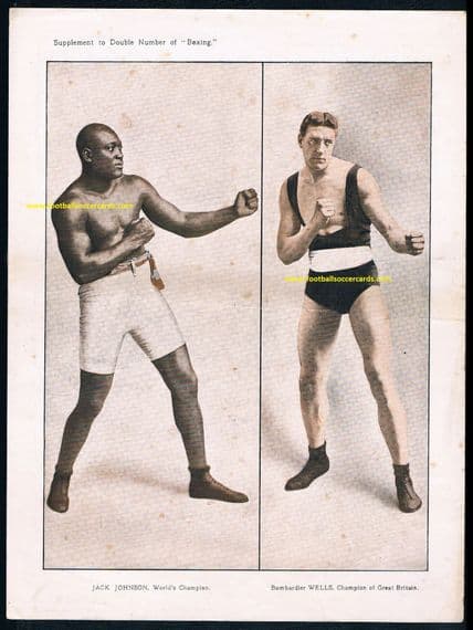 1912 Jack Johnson & Billy Wells World & British Champion heavyweight boxing supplement