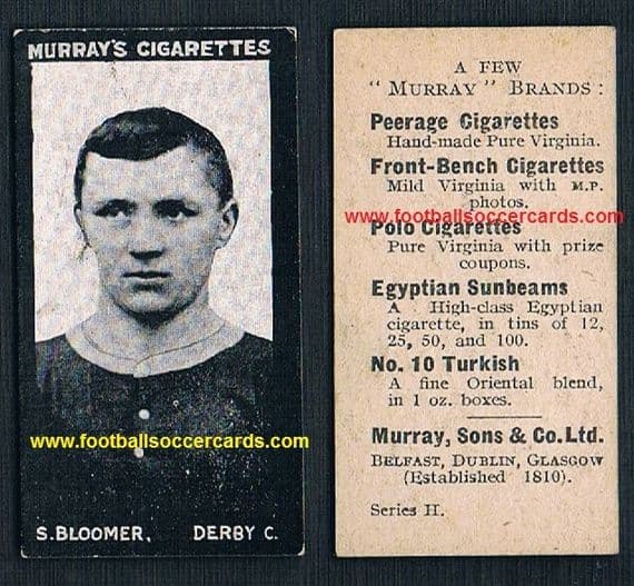 1912 Murray Sons Cigarette card H series Steve Bloomer Derby County