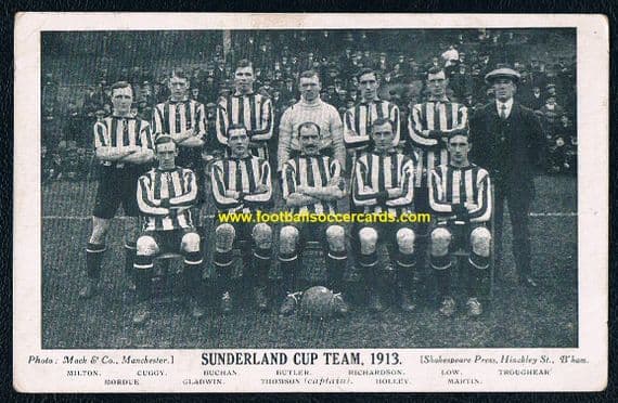 1913 Charlie Buchan 1913 Sunderland Cup Team postcard