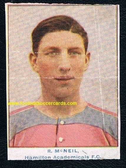 1913 Glasgow Weekly Mail Scotland Favourites Bob McNeil rookie card Chelsea Hamilton Academical