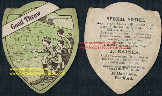 1914 Baines Oak Lane playing cards wall game Good Throw monotone card