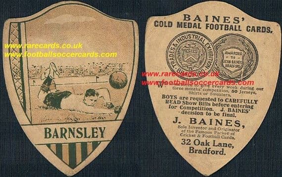 1914 Barnsley goalie Baines of Bradford card