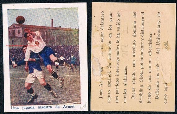 1915 Armet Kinke in action Sevilla earliest Spanish football card series