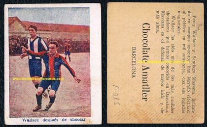 1915 LEGEND Percy Wallace 1st Copa del Rey & 1st Int'l Cup winner with Barcelona, earliest card