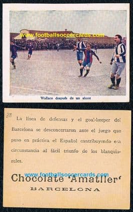 1915 ROOKIE CARD legend Percy Wallace 1st Copa del Rey goal winner Barcelona Amatller landscape