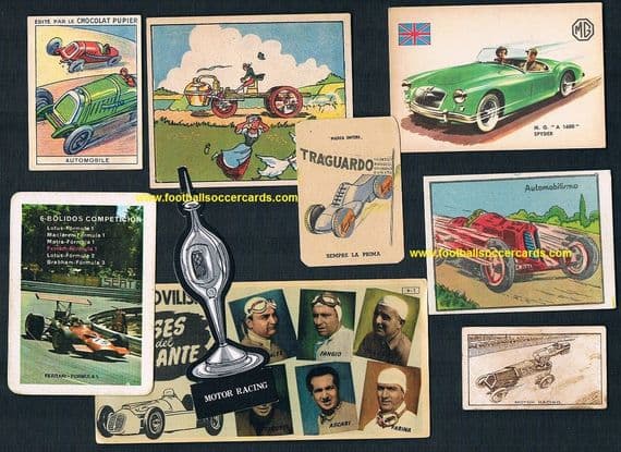 1917 -1970 motor car cards F1 grand prix drivers 9 rare European trade cards