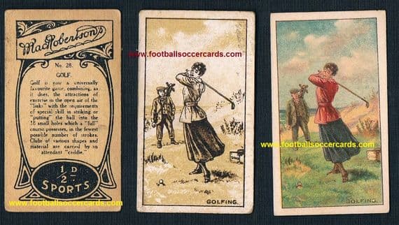 1917 x2 cards: MacRobertsons golf #27 & plain back colour card same design
