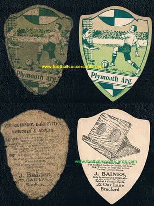 1918 Baines Plymouth Argyle cards x2 book rest back