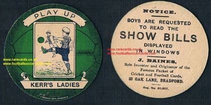 1918 the 1st, earliest Dick Kerr's Ladies rookie women's football team Baines football trade card