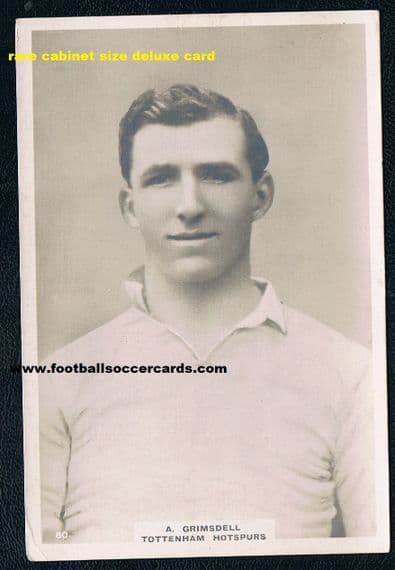 1920 Arthur Grimsdell #80 Spurs & England captain legend on a deluxe cabinet card rarity Pinnace