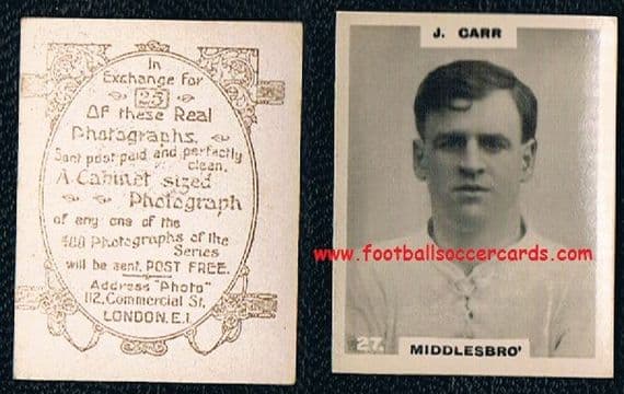 1920 Jackie Carr ROOKIE BROWN OVAL Pinnace 1st type Boro England Blackpool