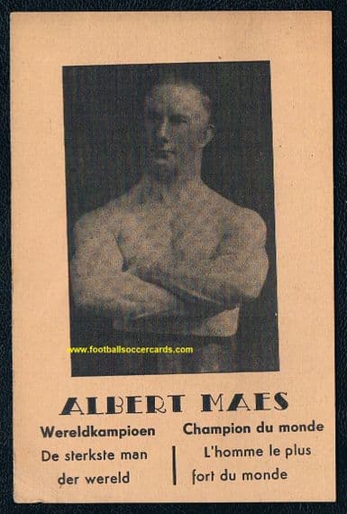 1920's Albert Maes IRON KING Olympic World Record holder boxer, wrestler & weight lifter trade card