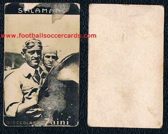 1920 's Carlo Salamano ROOKIE very early F1 Champion, in 1923, Zaini card Italy