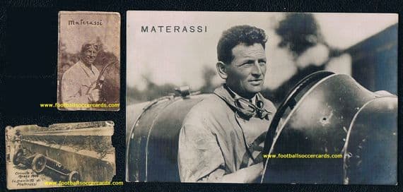 1920 's Emilio Materassi x3 F1 Grand prix winner & 2nd greatest death rate race! 3 cards 1 price