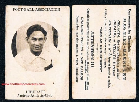 1920 's Ernest Liberati AMIENS ATHLETIC CLUB Magniez-Baussart chox card France