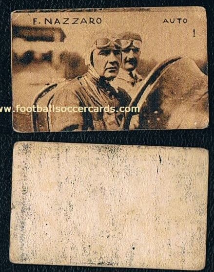 1920 's Felice Nazzaro, the USA Grand Prix 1908 & 1910 participant very rare Italian chox trade card