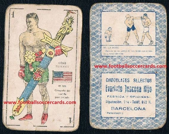 1920 's Gene Tunney WORLD CHAMP HOF rookie card by Juncosa chocolates Spain