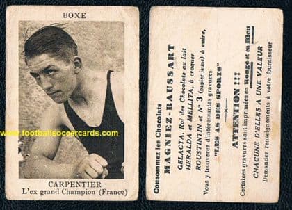 1920 's Magniez Baussart boxing card of Georges Carpentier world champion