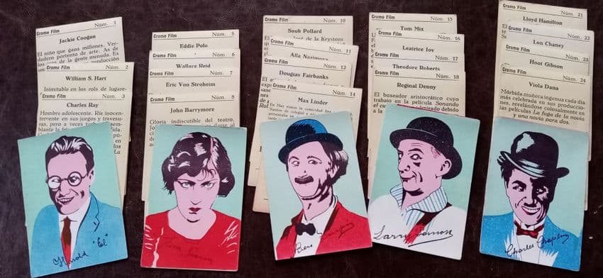 1920 's SET Charlie Chaplin, 24 Spanish trade cards 'Cromo Film' by Guarro, Spain