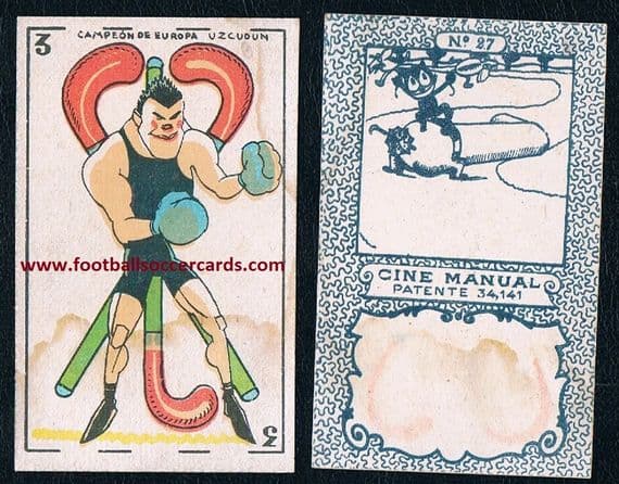 1920 's Uzcudun Boxing Champion of Europe Cine Manual Spanish trade card