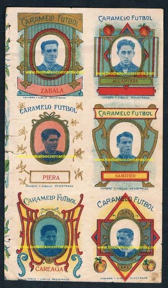 1920 *STAR ITEM* Caramelo Futbol Josep Samitier & others uncut sheet rookie