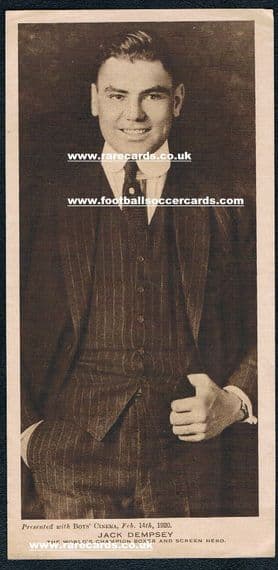 1920 *STAR ITEM* rookie card of Jack Dempsey given with Boys Cinema mag, only 1 ever seen!