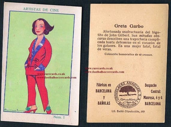 1920s Amatller Greta Garbo trade card Spain