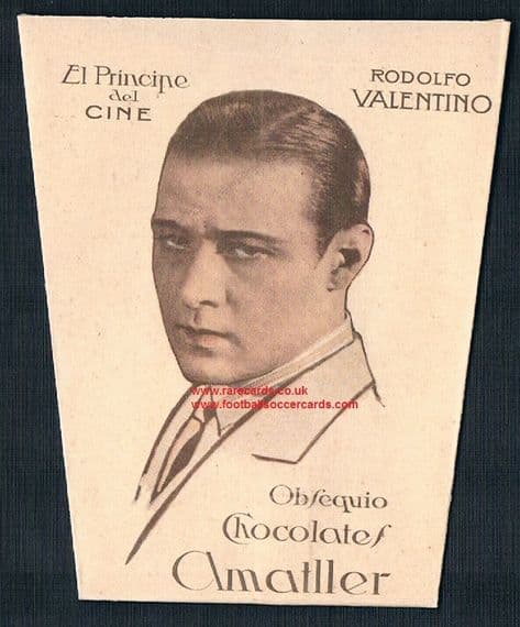 1920s Amatller Rudolph Valentino foldable choca cup card from Spain