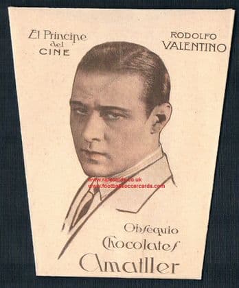 1920s Amatller Rudolph Valentino foldable choca cup card from Spain