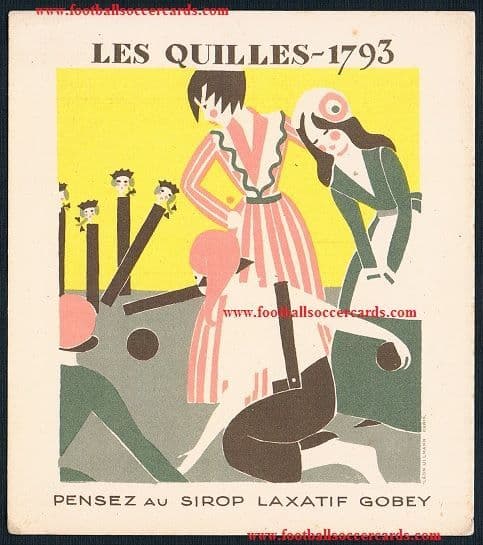 1920s bowling on a French trade card by Gobey