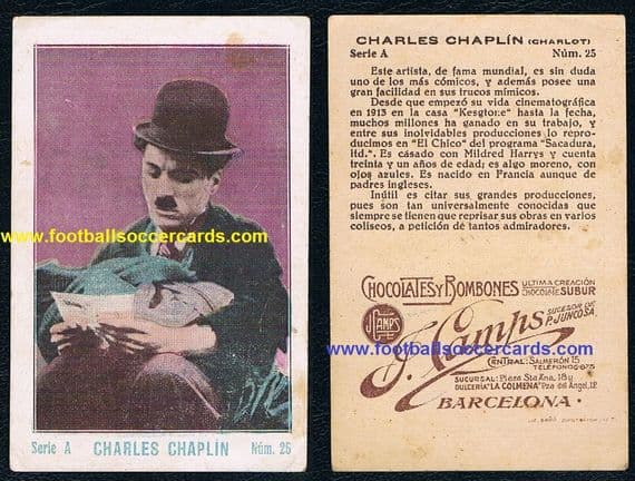 1920s Charlie Chaplin on a J.Camps Spanish trade card