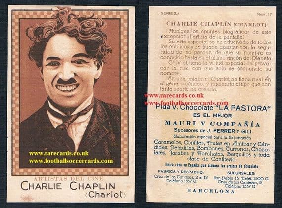 1920s Charlie Chaplin trade card LA PASTORA