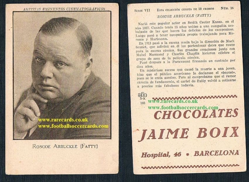 1920s Fatty Arbuckle Jaime Boix trade card SOLD