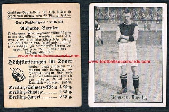 1920s Greiling BURNLEY Richards 894 Fussbalsport Series