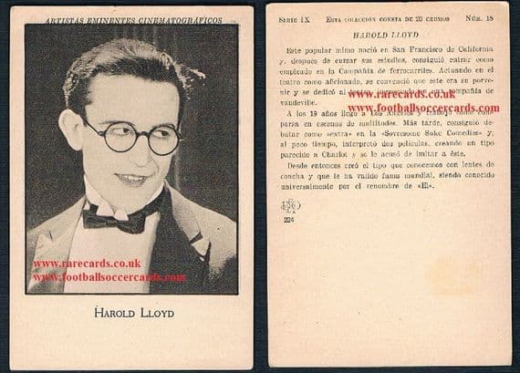 1920s IX 15 Spanish trade card Harold Lloyd