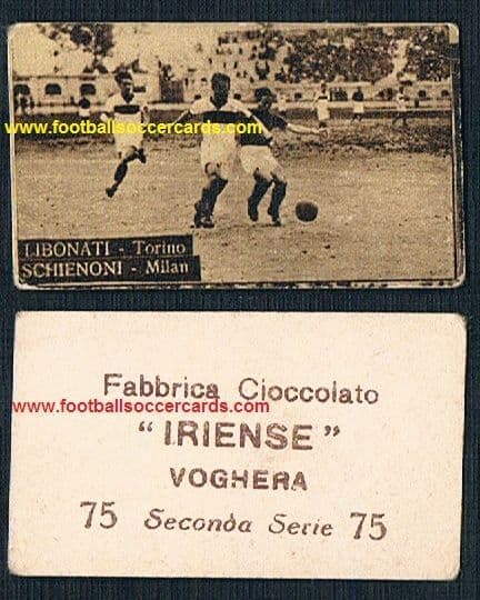 1920s Julio Libonatti Torino & Alessandro Schienoni AC Milan IRIENSE CHOX card Voghera