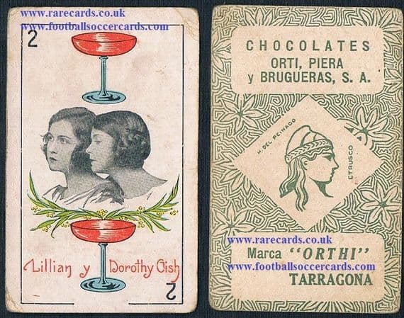 1920s Lillian Gish Orthi Spanish trade card 2 cups