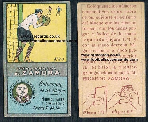 1920s Ricardo Zamora flick-card from Spain