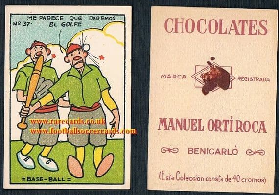 1920s Spanish baseball comic card 37 Orti Roca