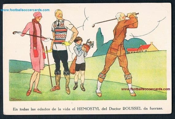 1920s Spanish golf card for Hemostyl tablets postcard back