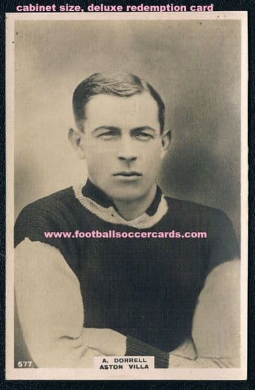 1921 Arthur Dorrell 677 Aston Villa Pinnace Phillips cabinet redemption card Port Vale