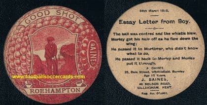 1921 Baines golfball card Roehampton golf club very rare golfing collectible