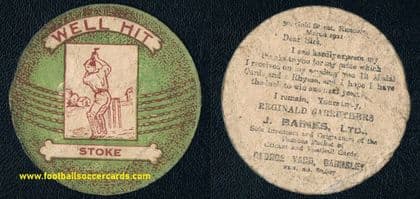 1921 Baines Ltd Stoke City FC as Stoke cricket dated sports card  - mistake card