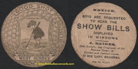 1921 Baines West Surrey golf course Godalming golfing club card